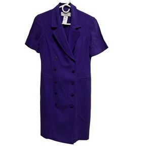 Jones‎ New York Dress Women's Size 4 Purple Silk Linen Blend Work Office BPR-C